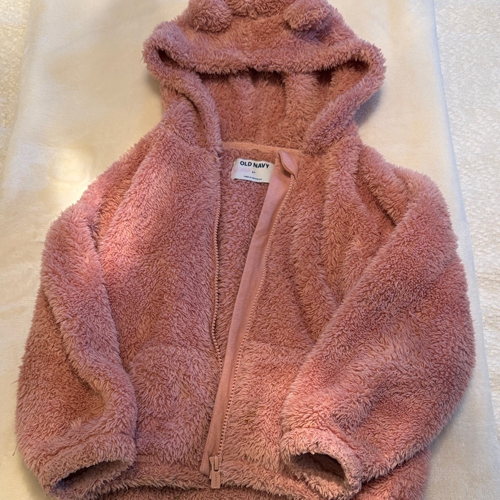 Old Navy Blush Fuzzy Hooded Jacket